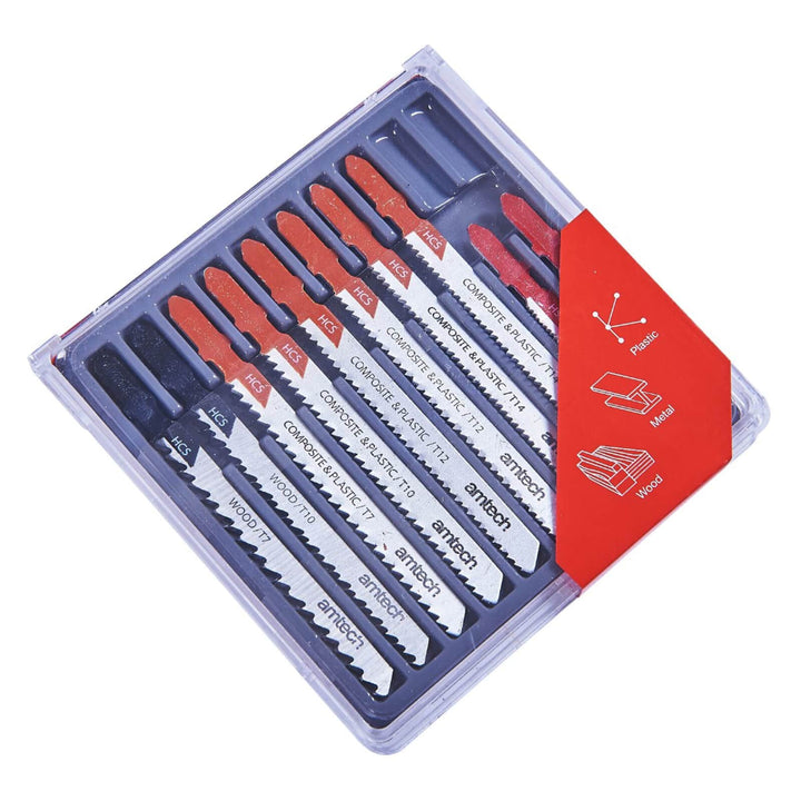 Amtech 10 Piece Mixed Jigsaw Blade Set T-Slot Clamp