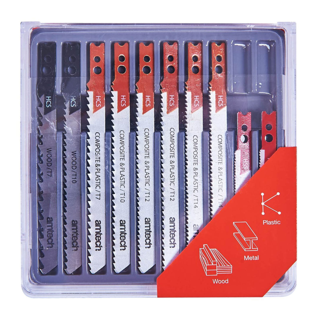 Amtech 10 Piece Mixed Jigsaw Blade Set T-Slot Clamp Clamp