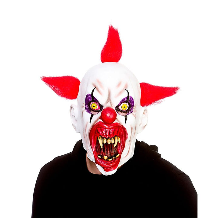 Cannibal Clown Latex Mask Blood Mouth Red Hair Adults Halloween