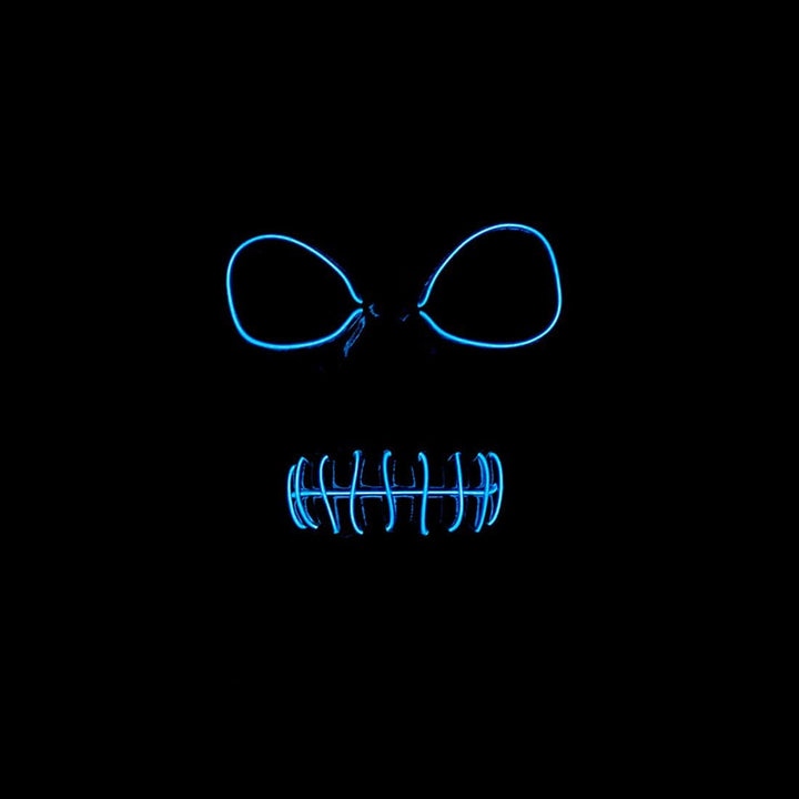 Skeleton Reaper Mask EL Wire Light Up Skull Eyes Adults Halloween