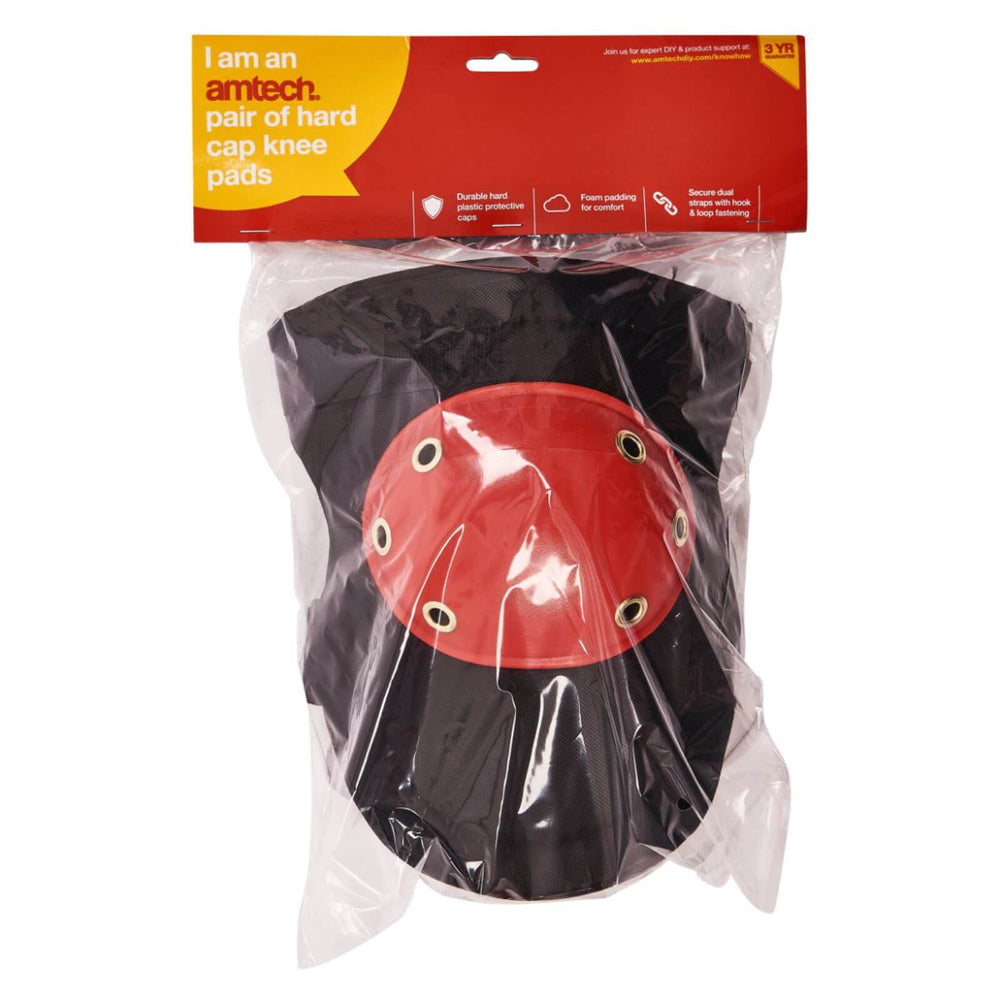 Amtech Hard Cap Lightweight Knee Pads Black/Red