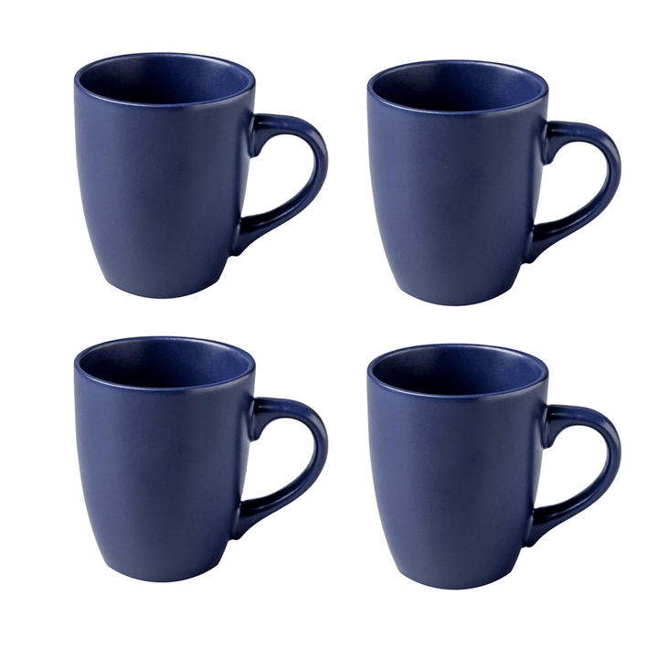 Set of 4 Matt Coloured Stoneware Coffee Mugs Tea Coffee Navy