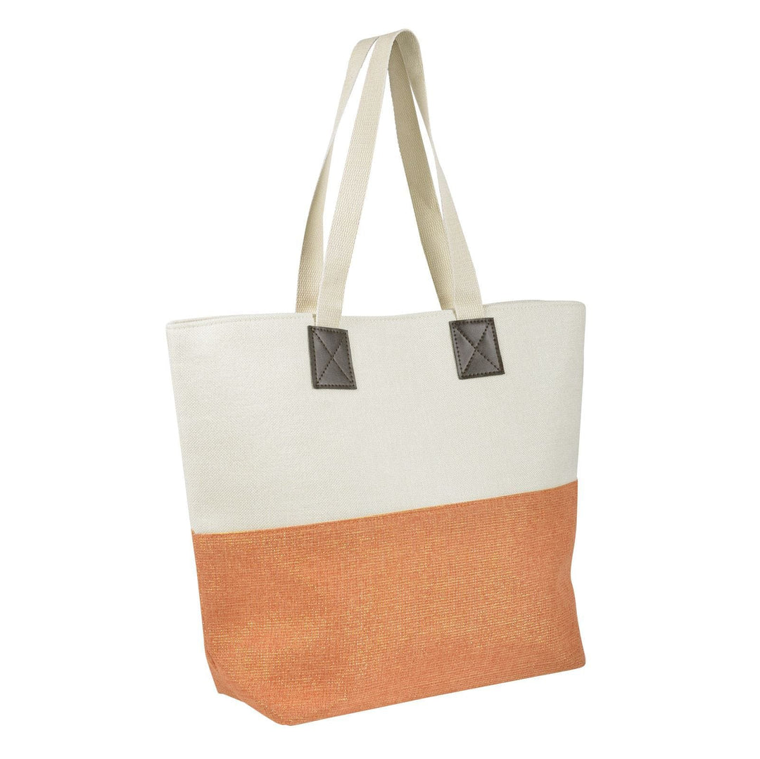 Womens Shimmer Canvas Beach Shoulder Shopping Bag Tote Orange