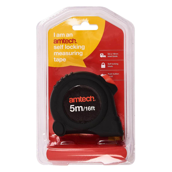 Amtech Self Locking Measuring Tape 3m/5m With Belt Clip