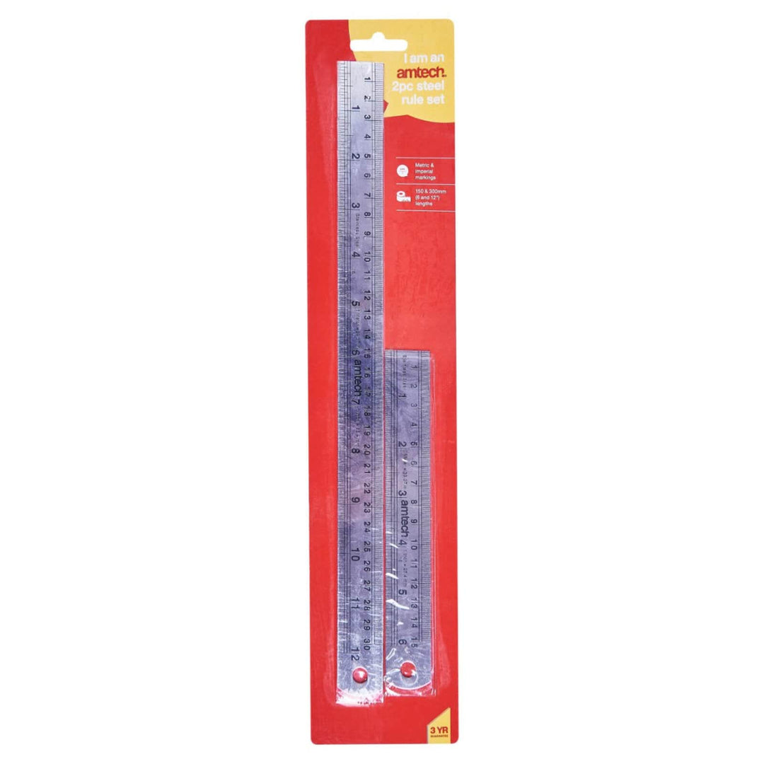 Amtech 2 Piece Steel Rule Set 6" 12"