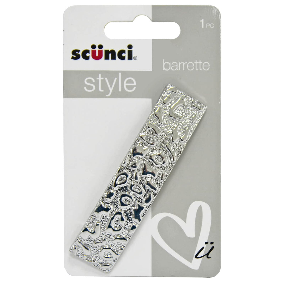 Scunci Style Barrette Hair Clip Metal Clasp Single 8cm Silver