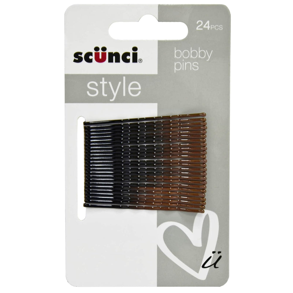 Scunci Style Pack Of 24 Bobby Pins Hair Grips Kirby 5cm Brunette