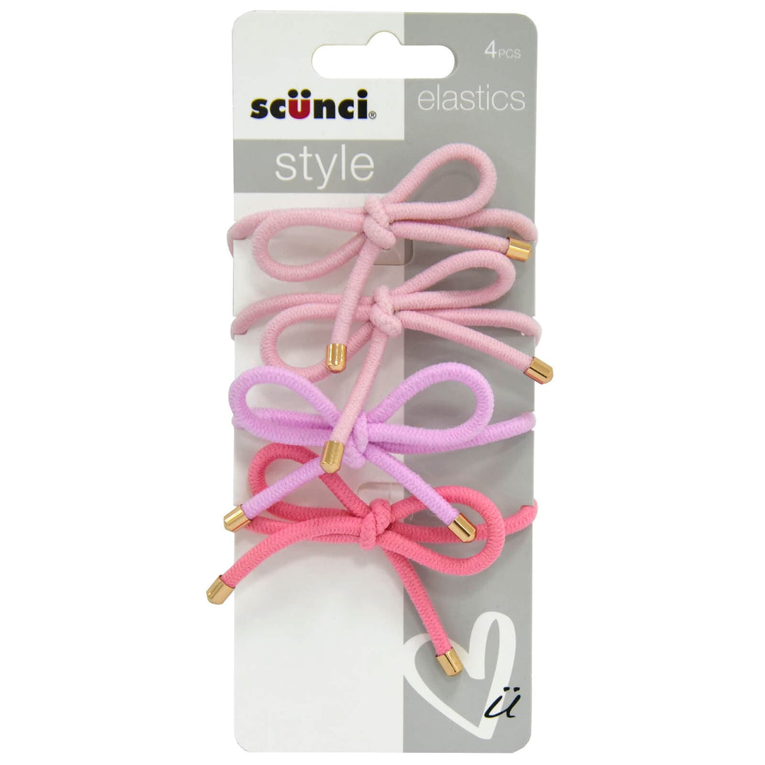 Scunci Style Pack Of 4 Elastic Hair Bands Bobbles Ties Pink