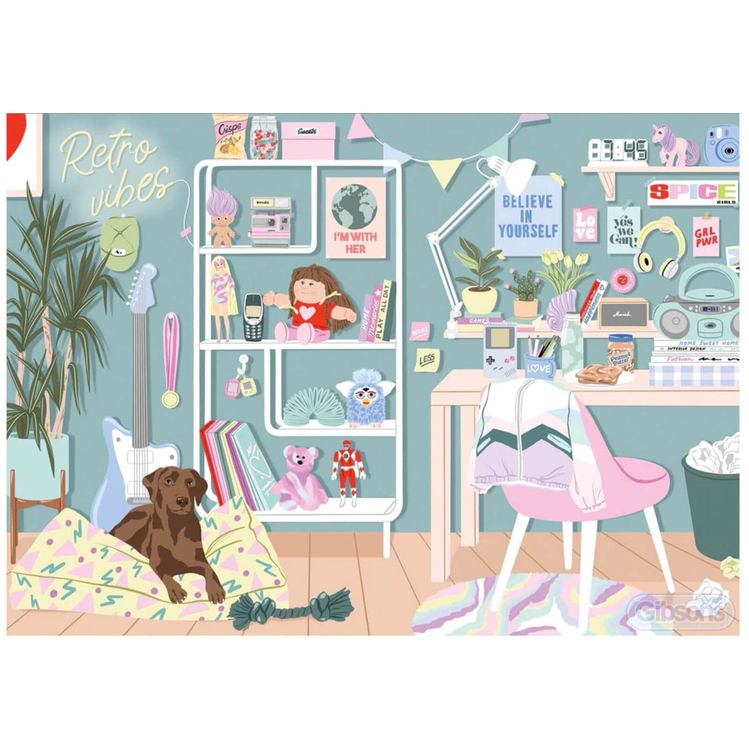 Retro Vibes Jigsaw Puzzle 90s Bedroom White Logo 1000 Pieces