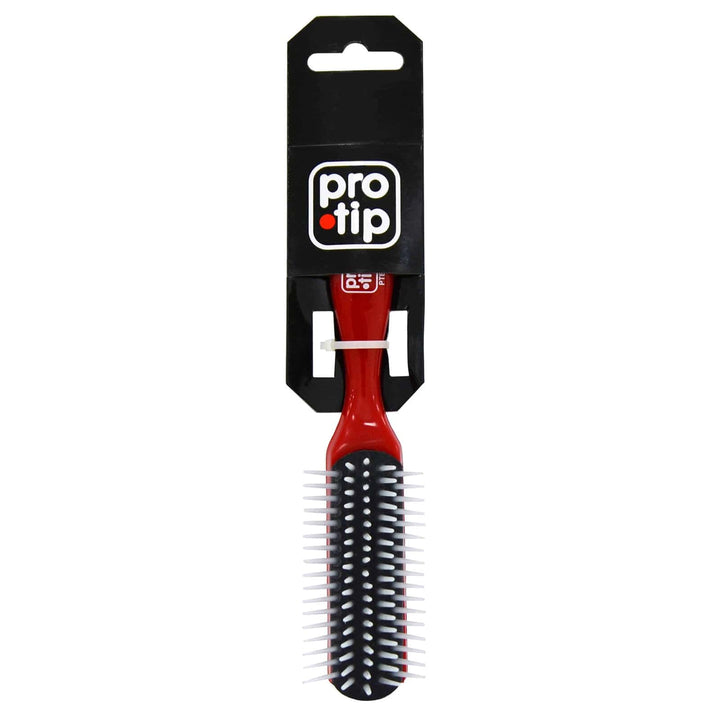 Pro Tip Styling Brush Black Cushion White Bristles Red Handle 5 Row