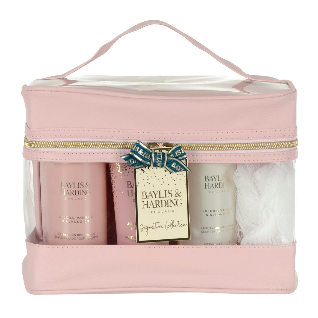 Baylis & Harding Jojoba Vanilla & Almond Pink Travel Bag Set