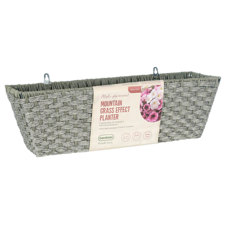 Mountain Grass Effect Grey Planter Basket Multi-Placement