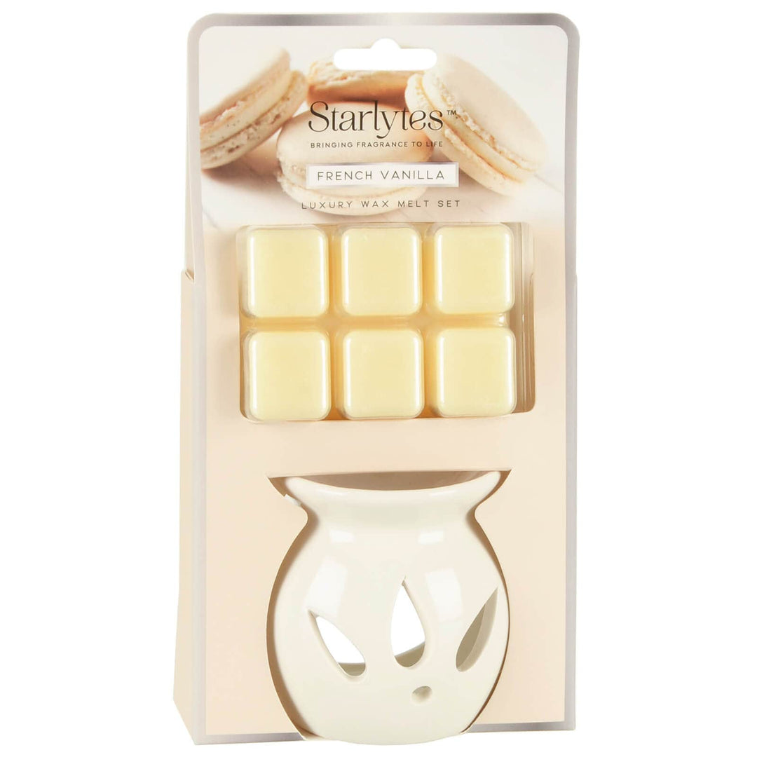 Starlytes Luxury Wax Melt Set White Ceramic Candle Holder 8cm French Vanilla