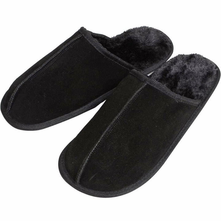 EGO Rocco Mens Suede Slip On Mule Slippers With Plush Lining Black / UK 7