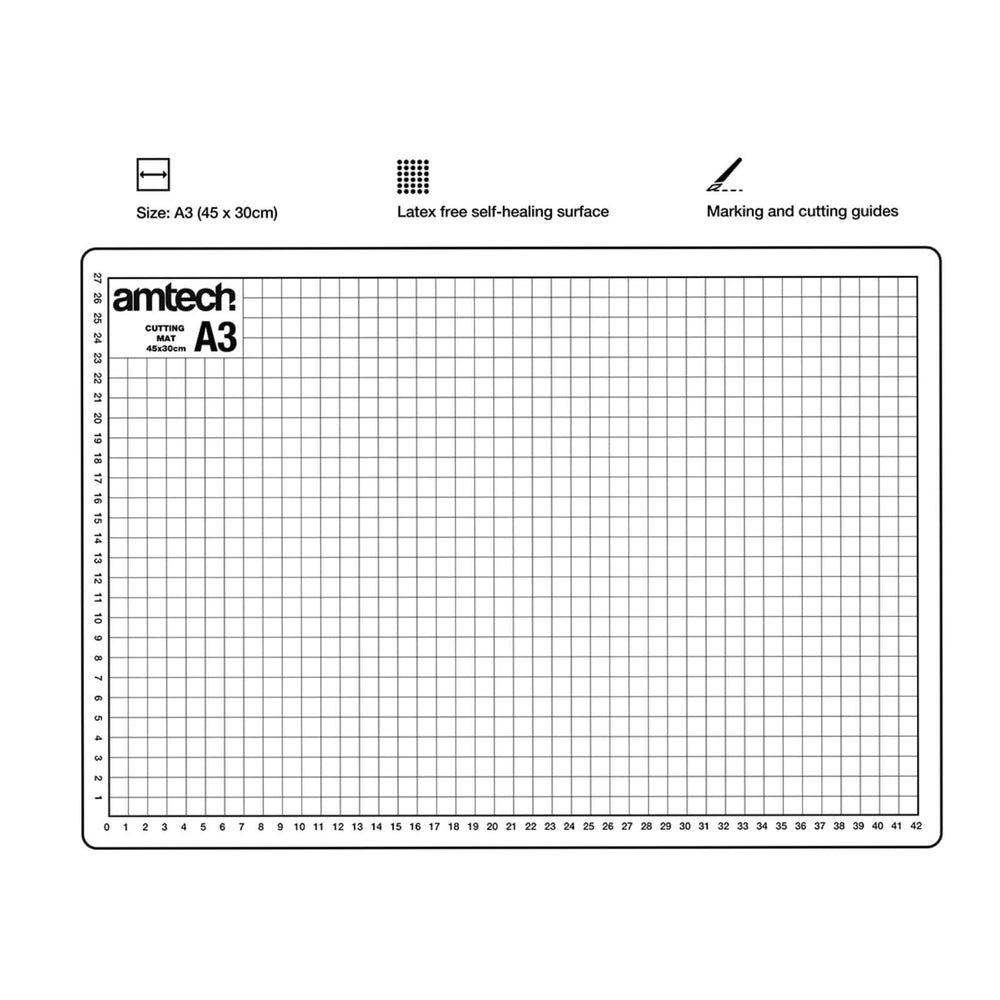 Amtech Non Slip Cutting Mat With Marking Guides A3 A4