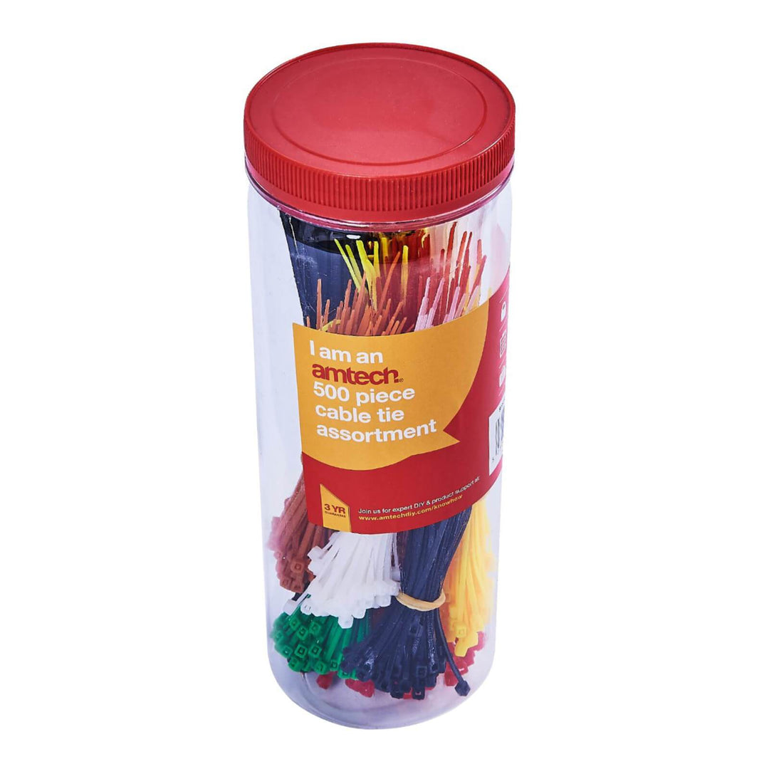 Amtech 500 Piece Assorted Cable Ties With Storage Tub