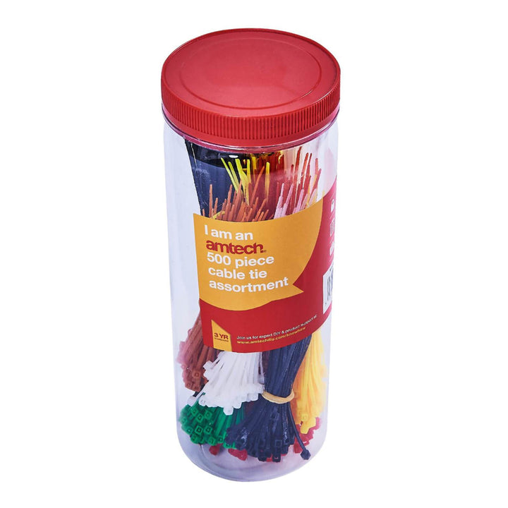 Amtech 500 Piece Assorted Cable Ties With Storage Tub