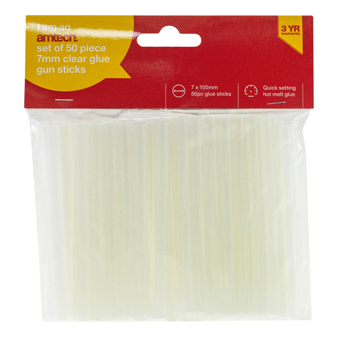 Amtech 50 Piece Clear Glue Gun Sticks 7mm 11mm