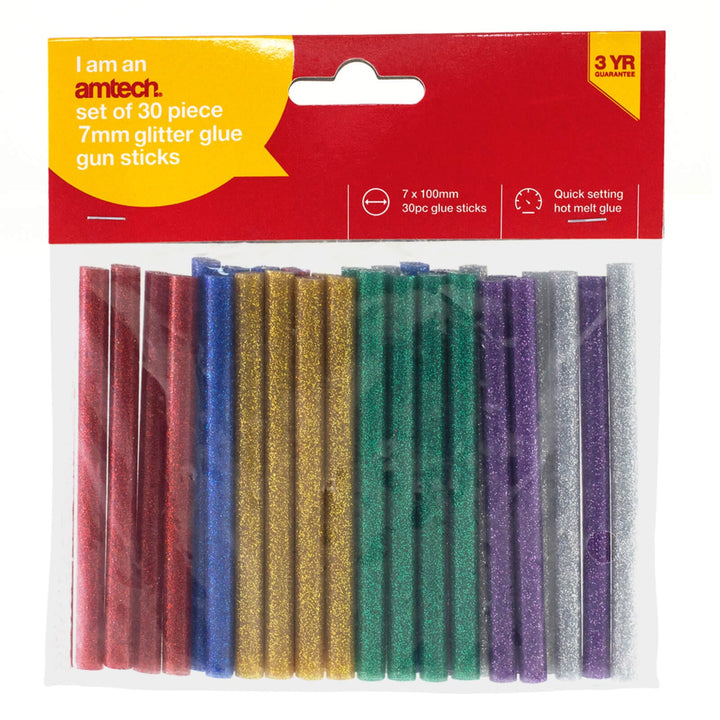 Amtech 30 Piece Glitter Glue Gun Sticks Assorted (7x100mm)