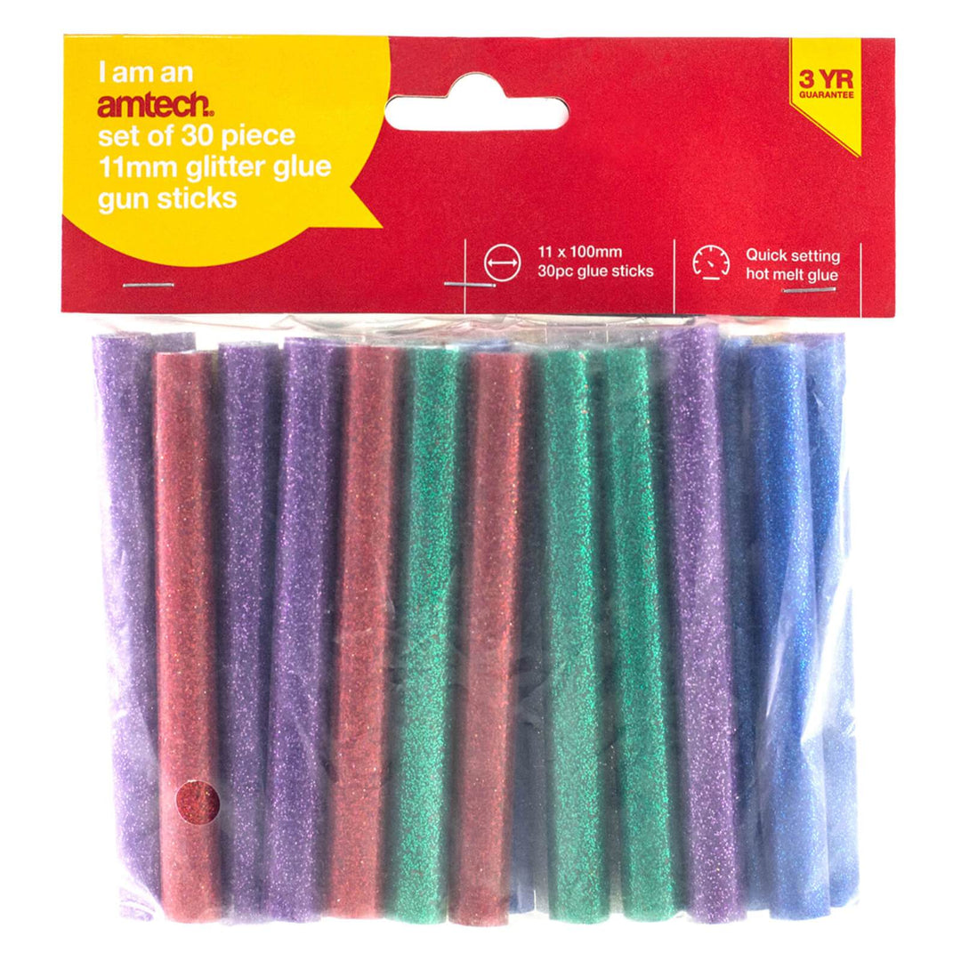 Amtech 30 Piece Glitter Glue Stick Set 11mmx100mm