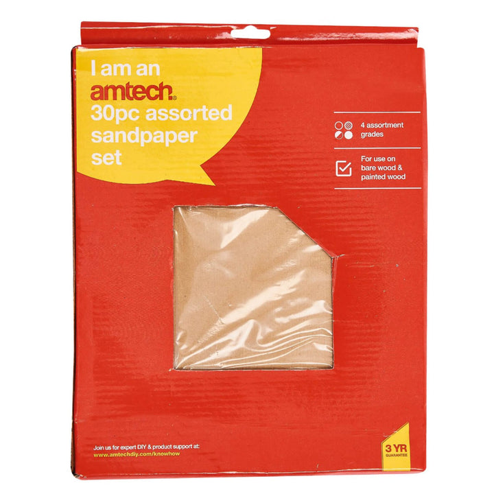 Amtech 30 Piece Assorted Sandpaper Set