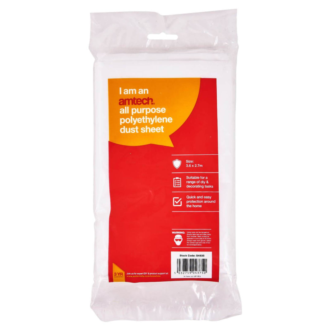 Amtech All Purpose Polythene Dust Sheet 3.6m x 2.7m