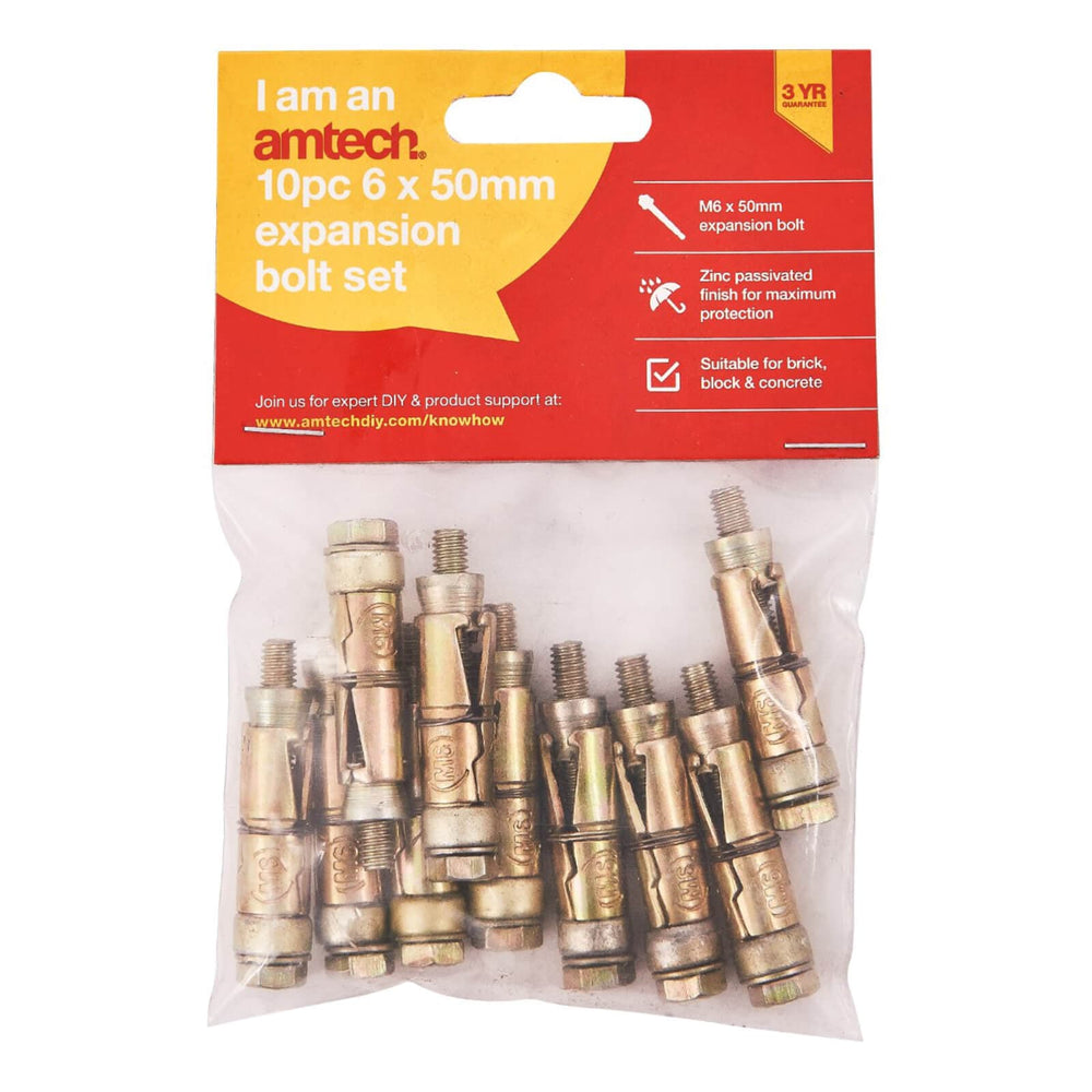 Amtech 10 Piece M6x50mm Expansion Bolt Set