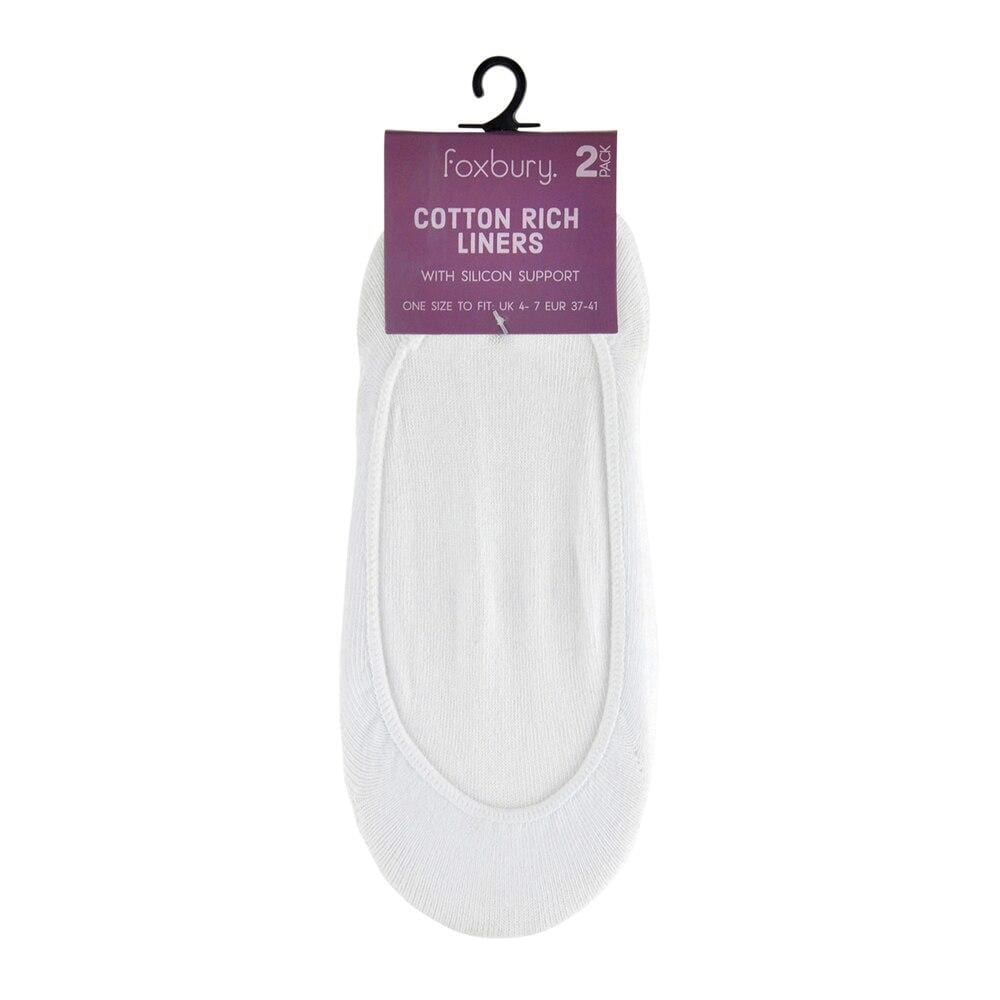 Womens 12 Pack Shoe Liners Socks Cotton Rich Footsies White