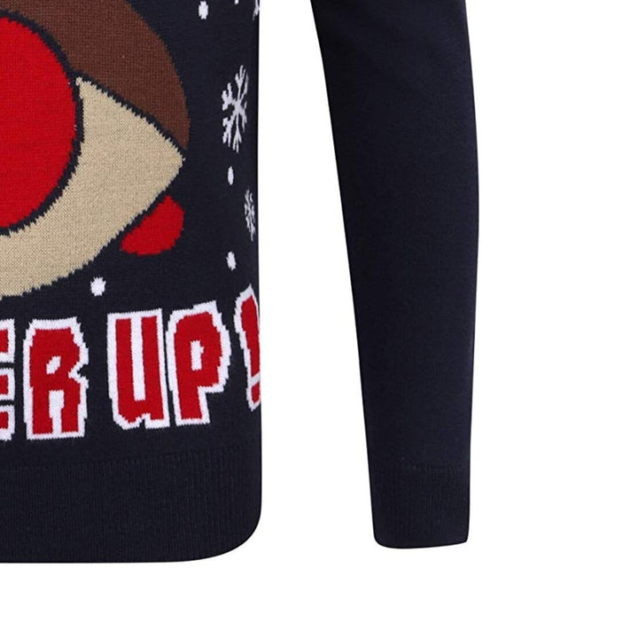 Mens Novelty Christmas Jumper Pucker Up Mistletoe Reindeer