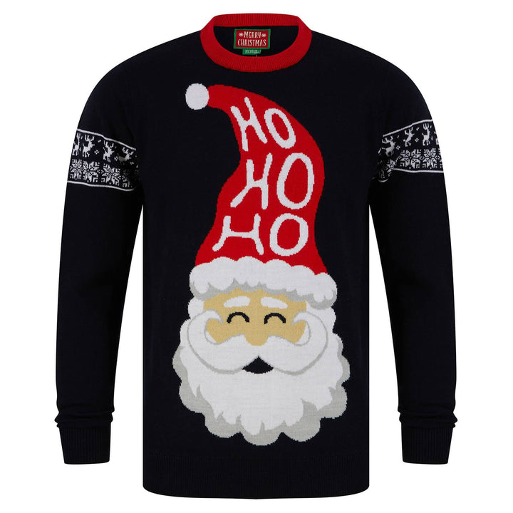 Mens Ho Ho Ho Santa Festive Christmas Jumper Ink / S