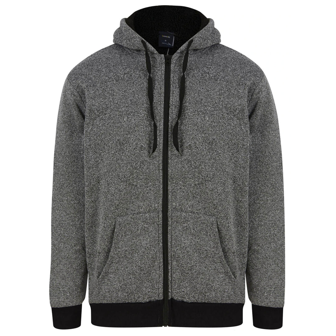 Mens Sherpa Lined Hoodie Full Zip Fleece Jacket Prescott Dark Grey / S