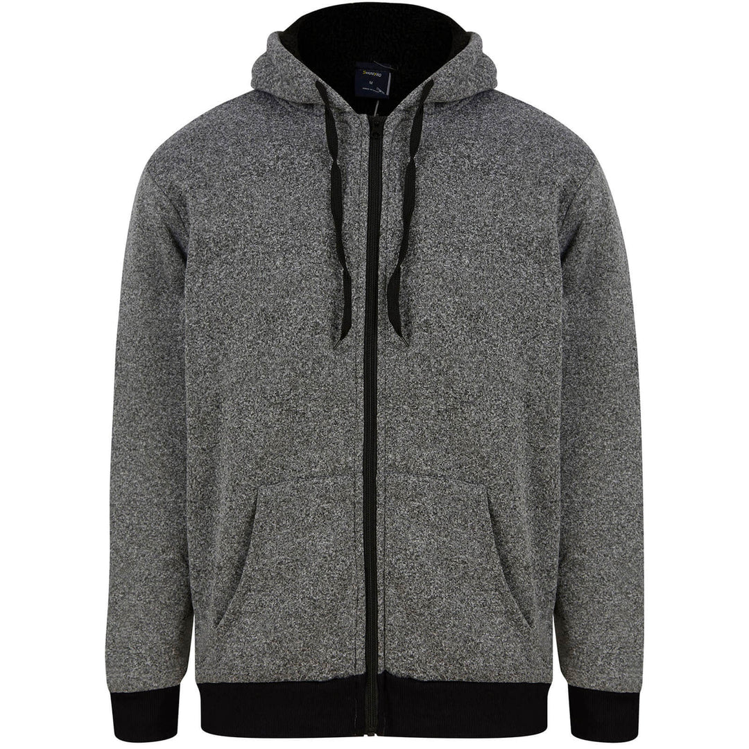 Mens Thick Fleece Lined Hoodie Full Zip Casual Jacket Dark Grey / M