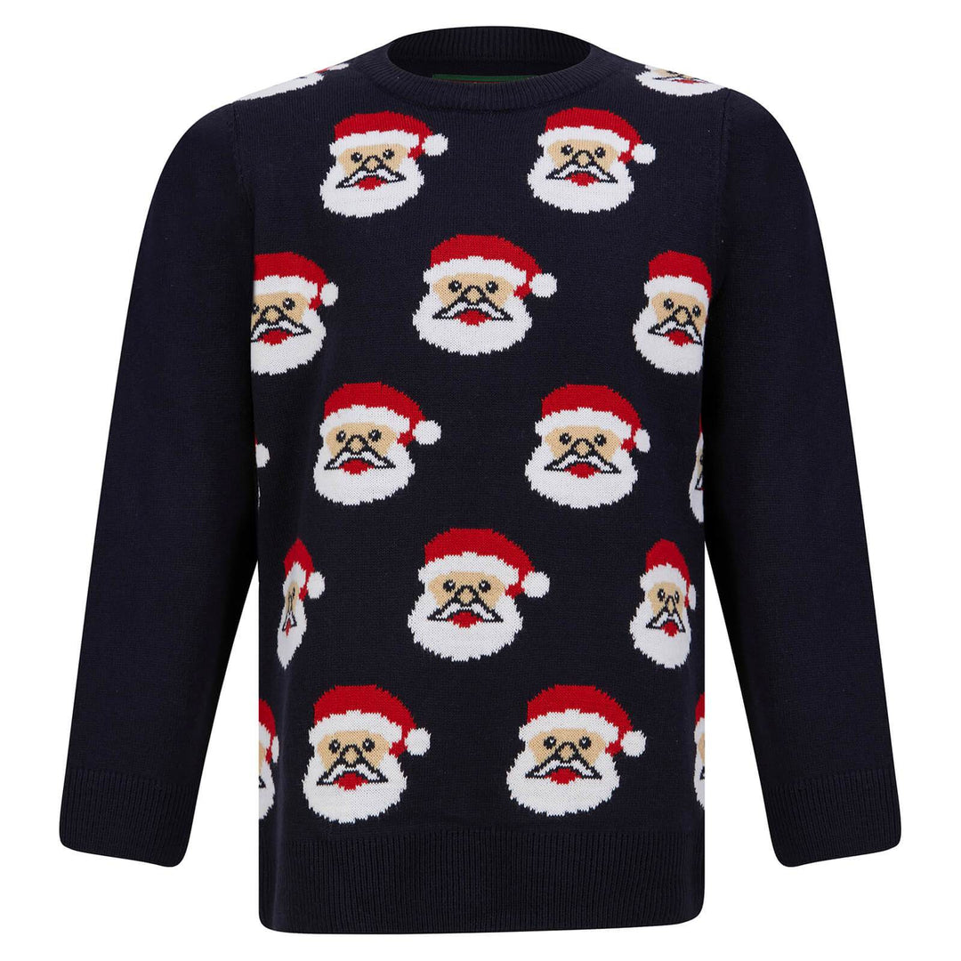 Kids Christmas Jumper Novelty Santa Claus Faces Ink / 4-5