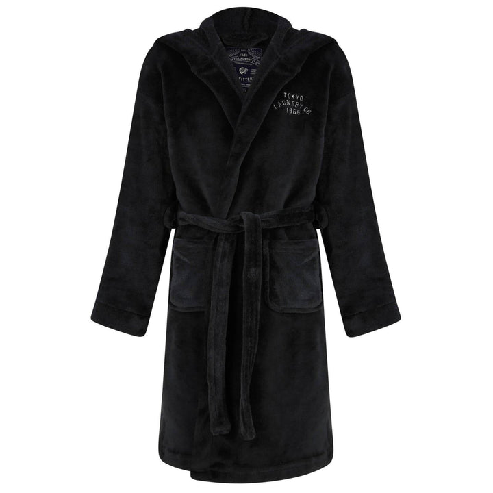 Boys Soft Fleece Dressing Gown Tokyo Laundry Anders Black / 5-6 Years