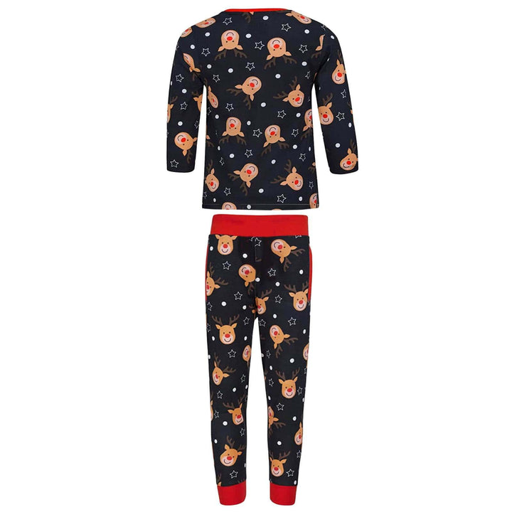 Kids Boys Christmas Pyjama Set Rudolph Print Navy Grey