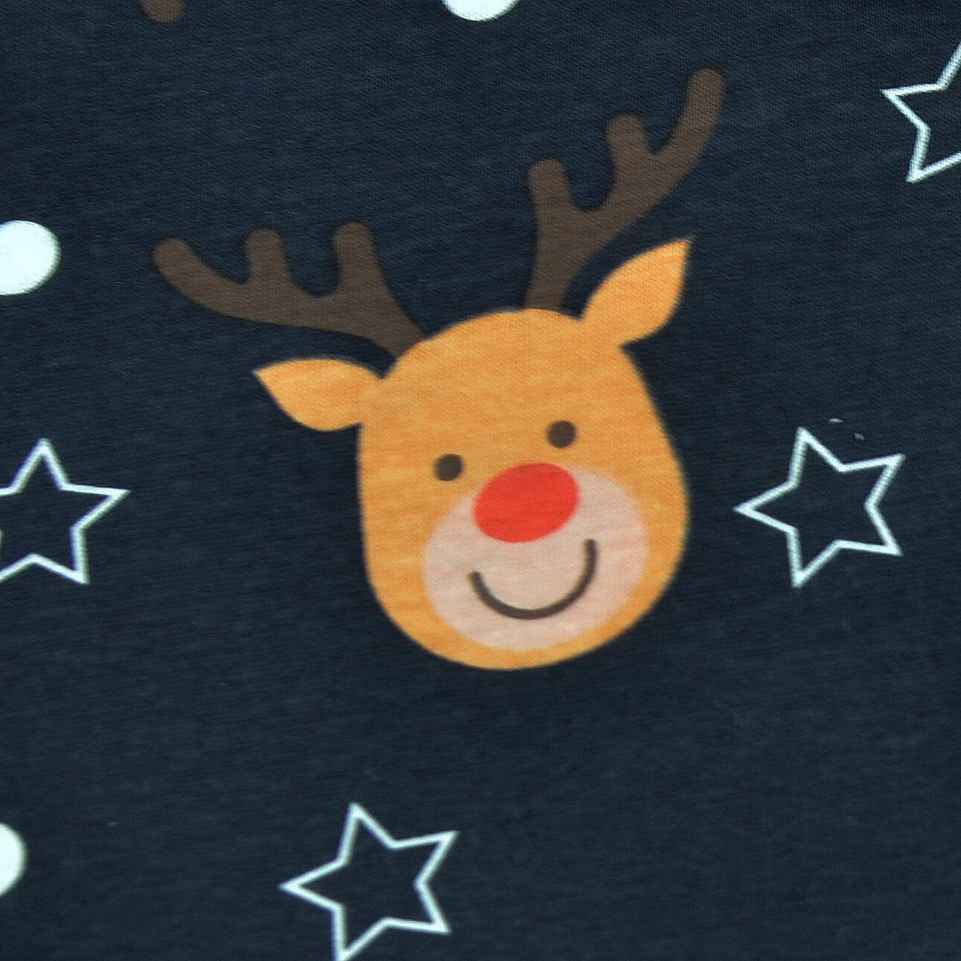 Kids Boys Christmas Pyjama Set Rudolph Print Navy Grey