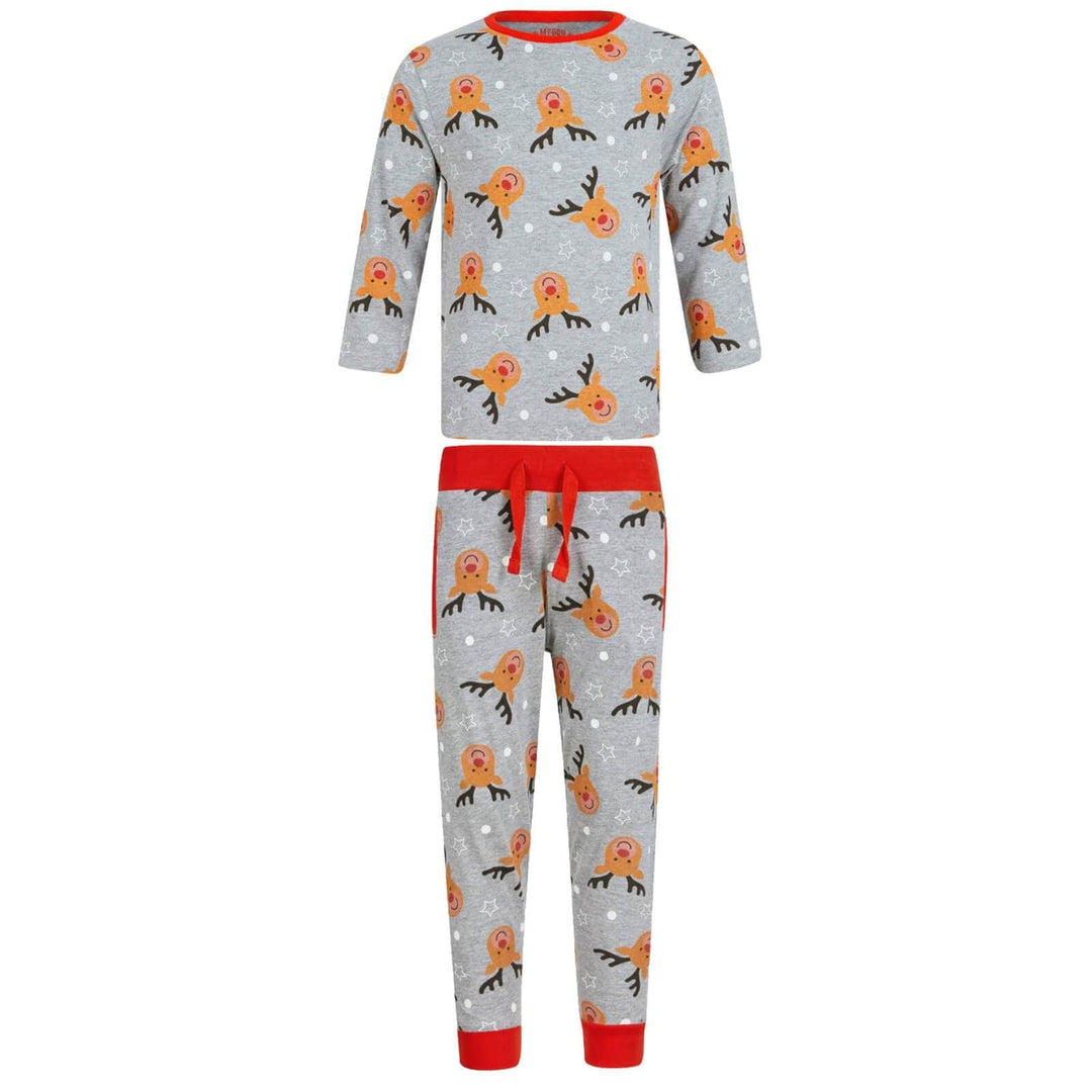 Kids Boys Christmas Pyjama Set Rudolph Print Navy Grey Grey / 4-5