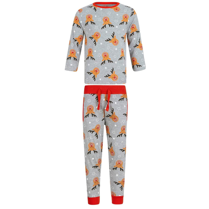 Kids Boys Christmas Pyjama Set Rudolph Print Navy Grey Grey / 4-5