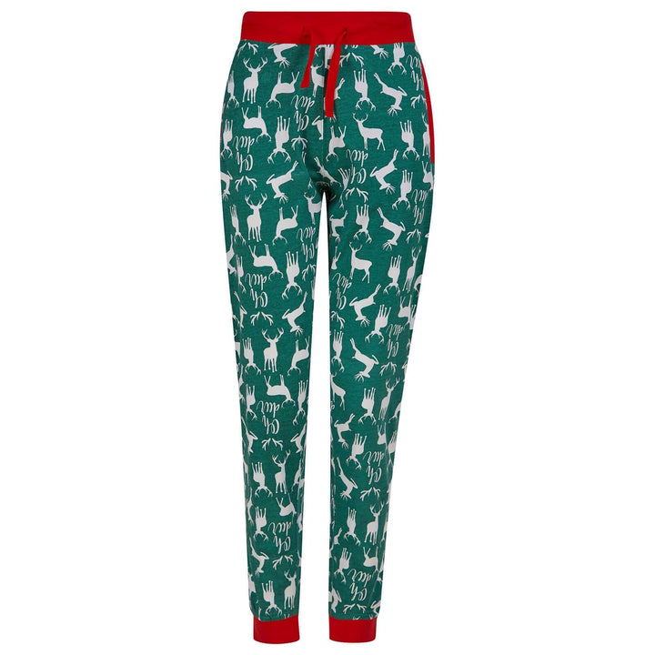 Womens Christmas Pyjama Set Stag Head Motif