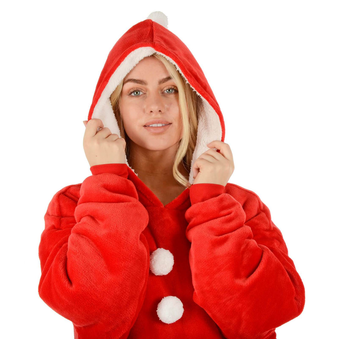 Adults Christmas Hoodie Blanket Unisex Oversized Fleece Top