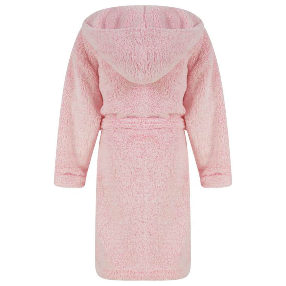 Girls Fleece Hooded Dressing Gown Tokyo Laundry Pink Ecru