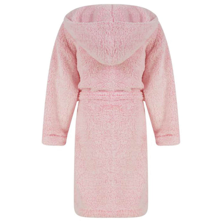 Girls Fleece Hooded Dressing Gown Tokyo Laundry Pink Ecru