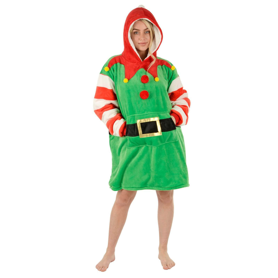 Adults Christmas Hoodie Blanket Unisex Oversized Fleece Top