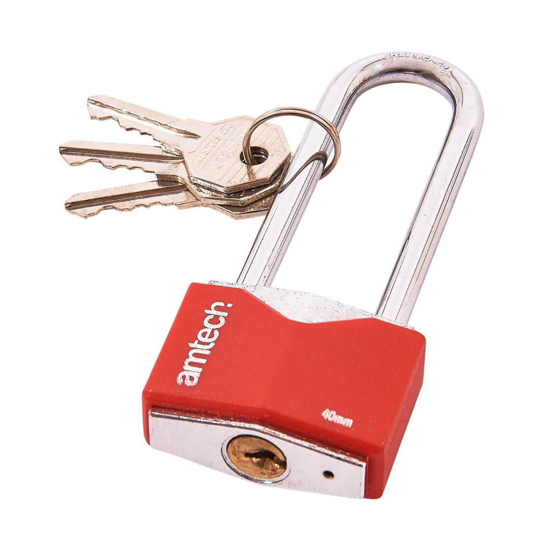 Amtech 40mm Long Shackle Chrome Plated Padlock