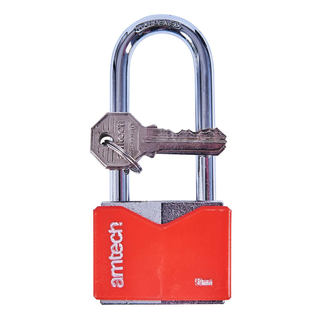 Amtech 50mm Long Shackle Padlock Chrome Plated