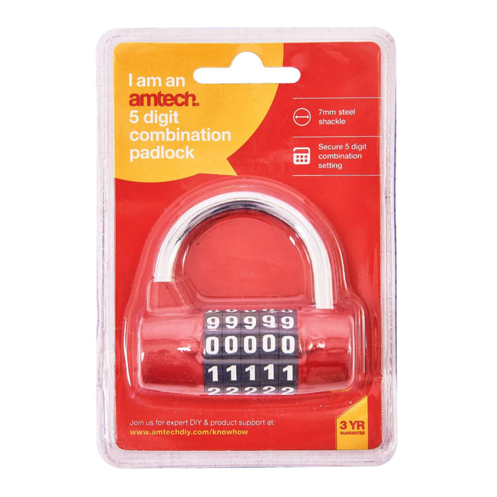 Amtech 5 Digit Combination Padlock