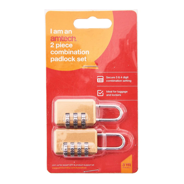 Amtech 2 Piece Combination Padlock Set