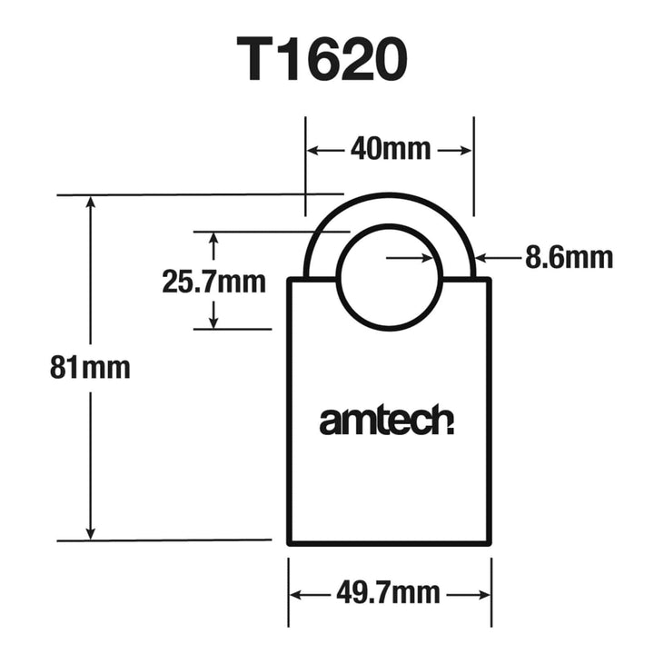 Amtech 50mm Steel Padlock