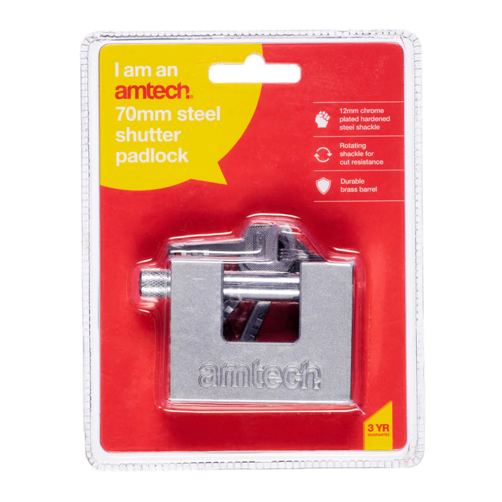 Amtech Steel Shutter Padlock 50mm 70mm