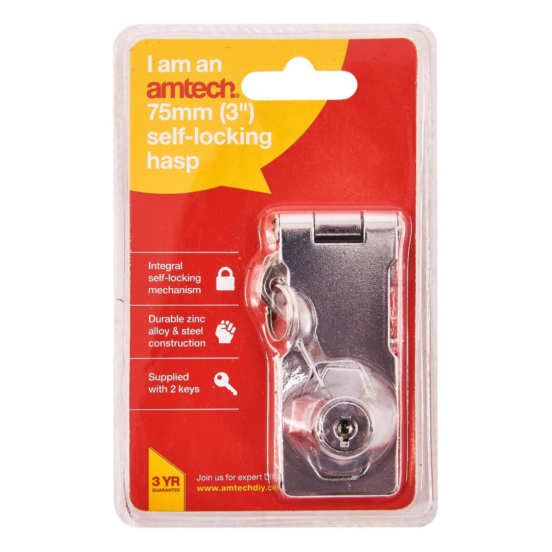 Amtech Self Locking Hasp 75mm 100mm